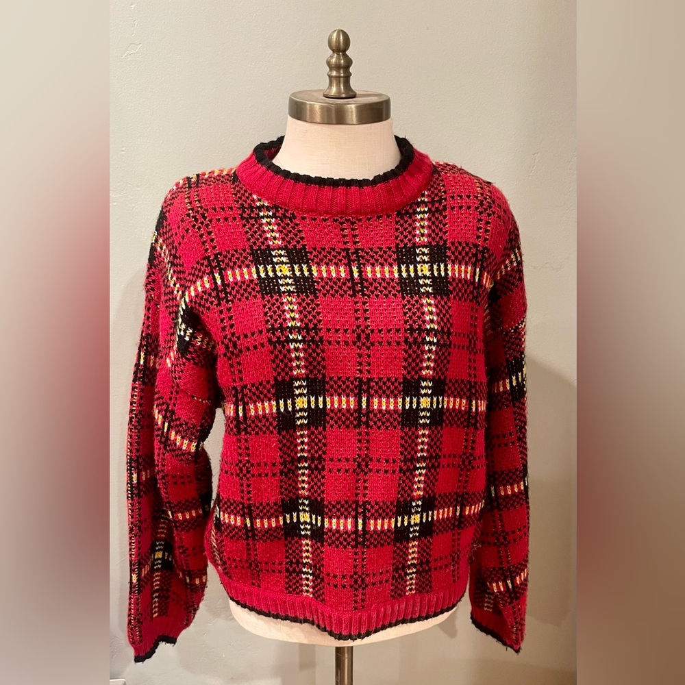 Vintage Holiday Plaid Sweater